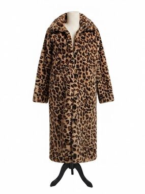 Super Soft Faux Fur Leopard Coat Size Small